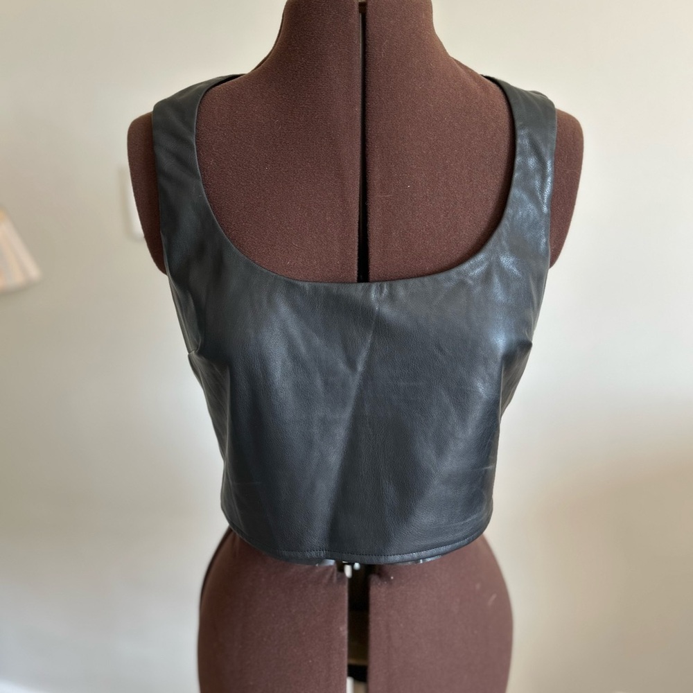 Black Faux Leather Crop Top